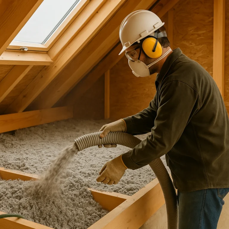 Ekologiczny remont domu – nadmuch celulozy na poddaszu przy legarze