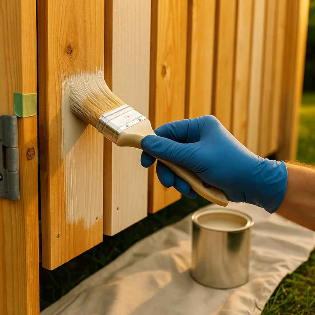 Jak pomalować drewniany płot pędzlem – malowanie desek na zewnątrz w ciepłym świetle
