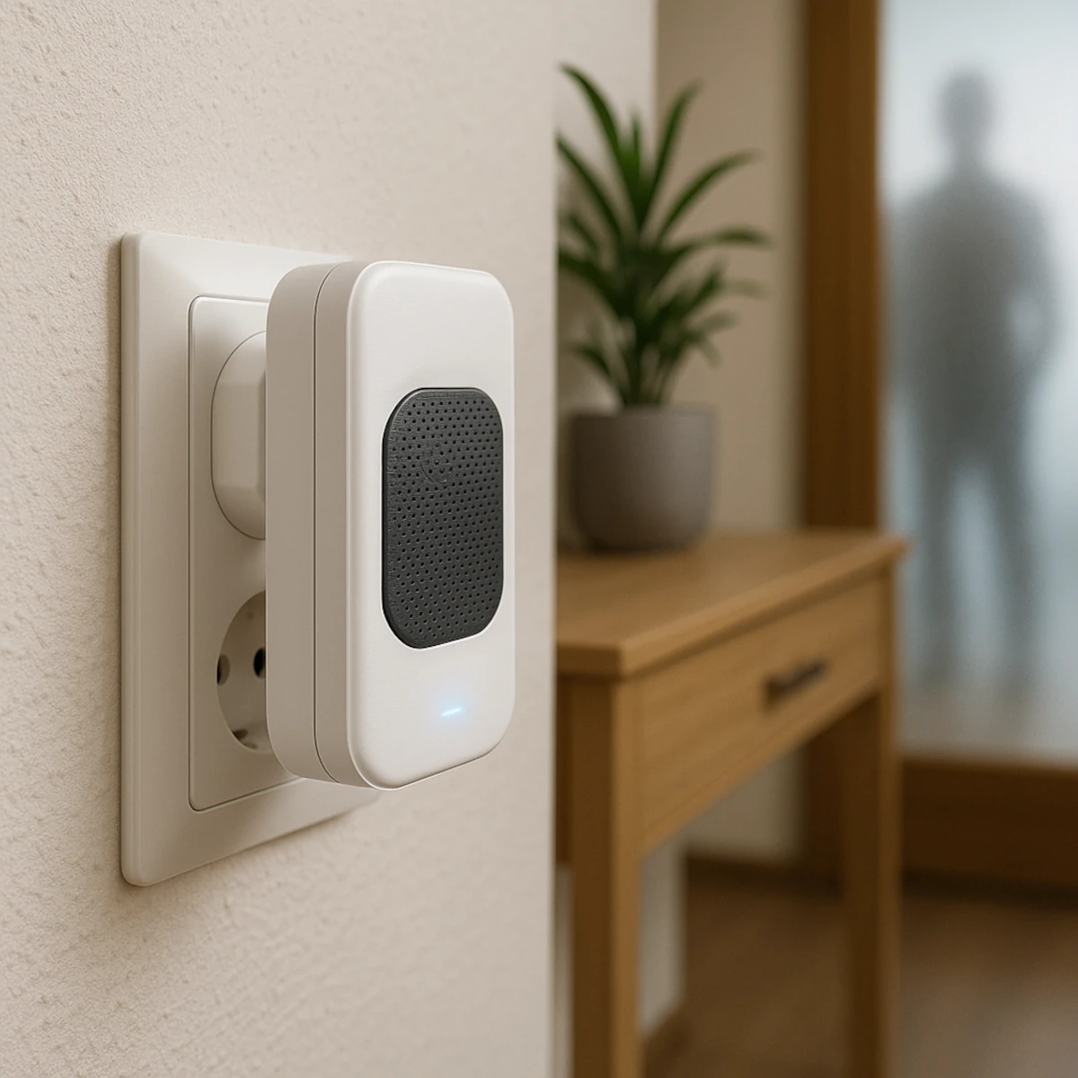 Dzwonek do drzwi bezprzewodowy wtykany do gniazdka w korytarzu, EU Schuko