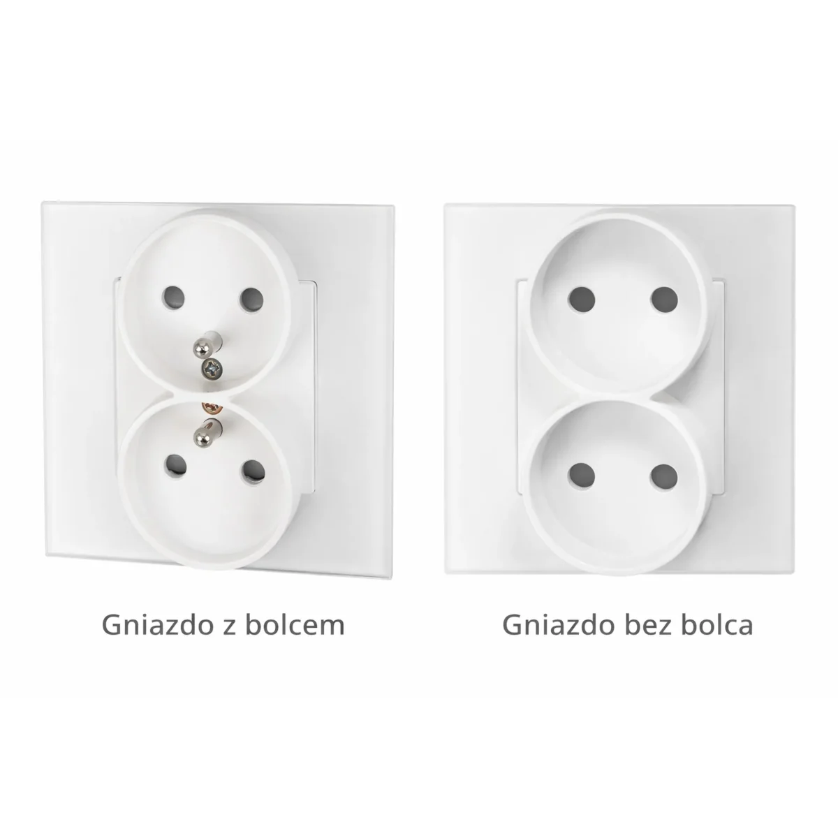 Porównanie gniazdka z bolcem i gniazdka bez bolca – dwa gniazda elektryczne obok siebie
