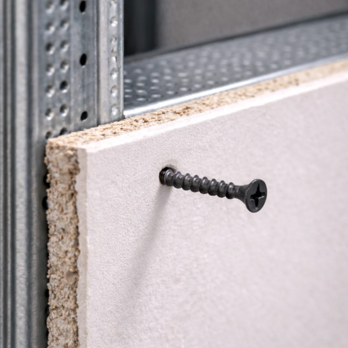 Jak wkręcać wkręty do GK – wkręt wchodzi bezpośrednio w płytę gipsowo-kartonową i profil stalowy