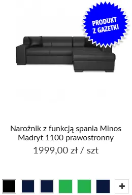 narożnik z funkcją spania Minos, tapicerka Madryt 1100, wersja prawostronna; dostępny w kilku kolorach