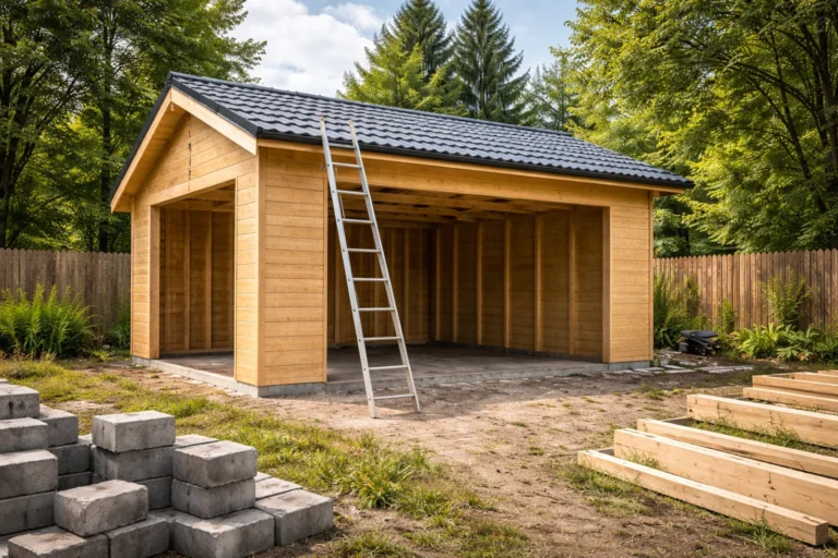 Drewniany garaż w budowie na działce – garaż bez pozwolenia w praktyce
