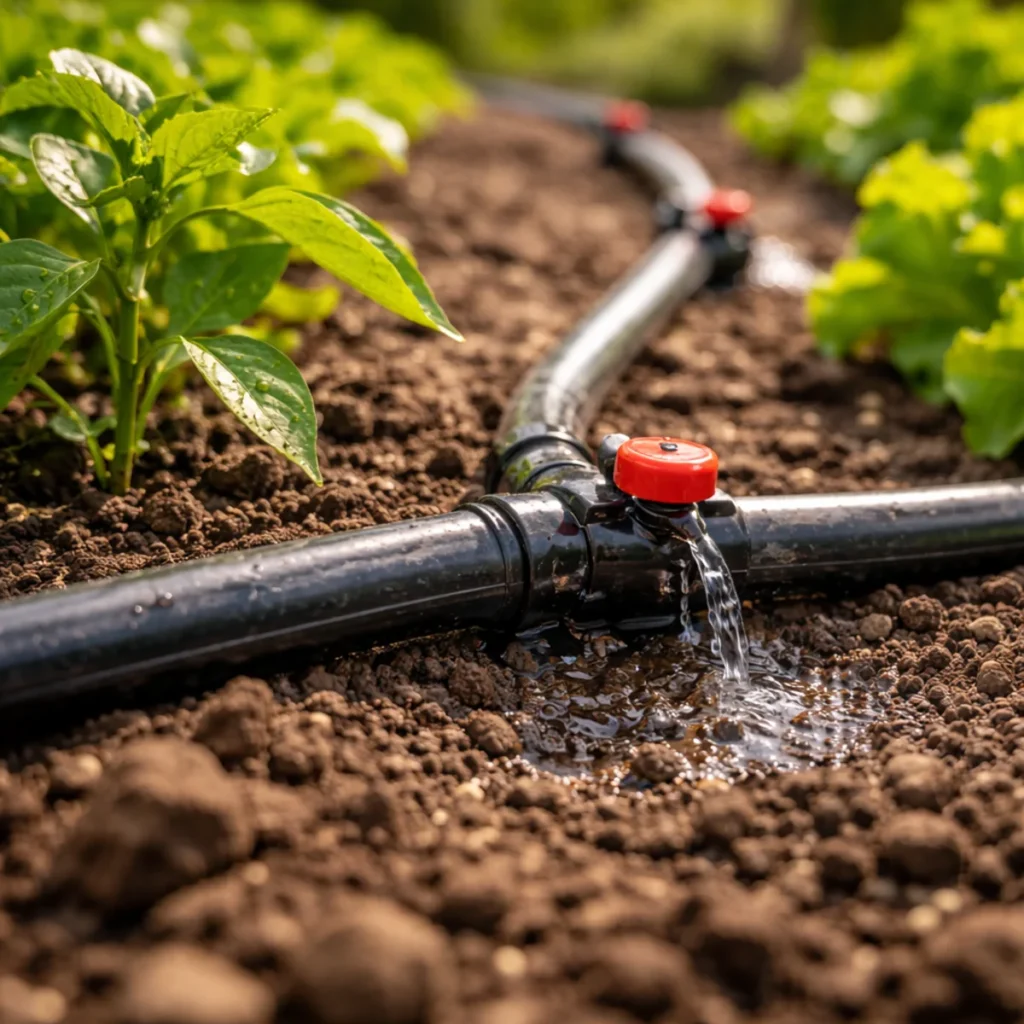 Makro na podlewanie roślin linią kroplującą w systemie z mausera