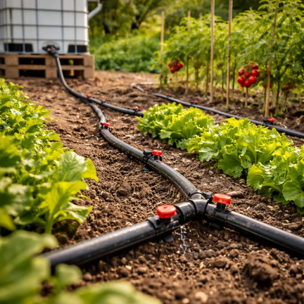 Rozprowadzenie linii kroplującej w warzywniku zasilanym z mausera