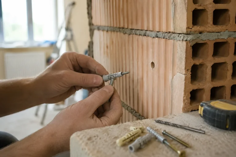 Montaż kołka rozporowego w ścianie z pustaka ceramicznego